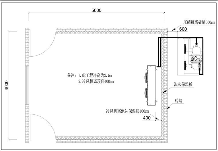 甘南舟曲猪肉冷冻库20平米平面布置图