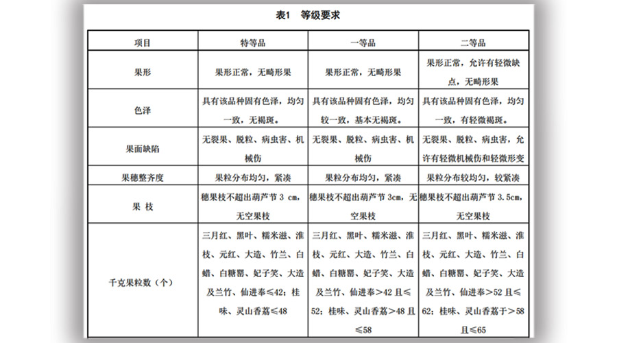 荔枝入冷库前的分级工作要求