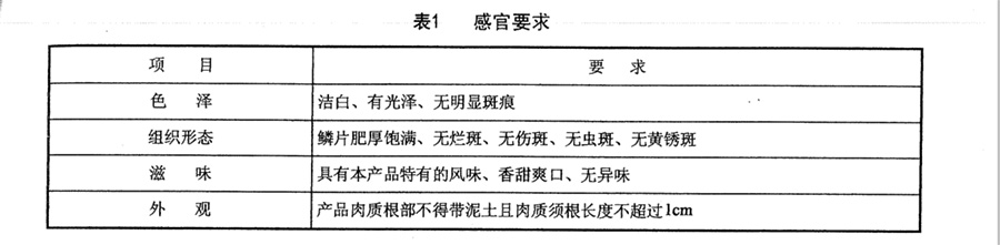 兰州百合入冷库前分级外观标准参考